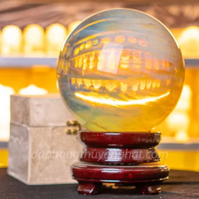 Quả Cầu Đá Phong Thủy Màu Vàng | Đá Obsidian Vàng - 11,3kg - 20cm - M192214