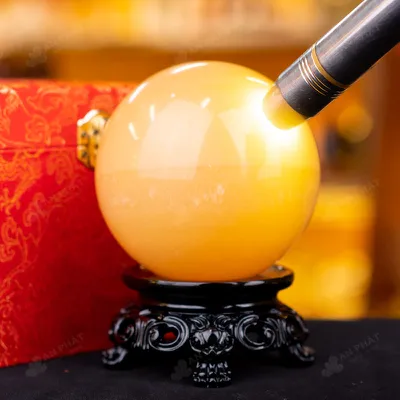 Quả Cầu Đá Phong Thủy Hoàng Long (Onyx) Vàng - 1,41kg - M1836141