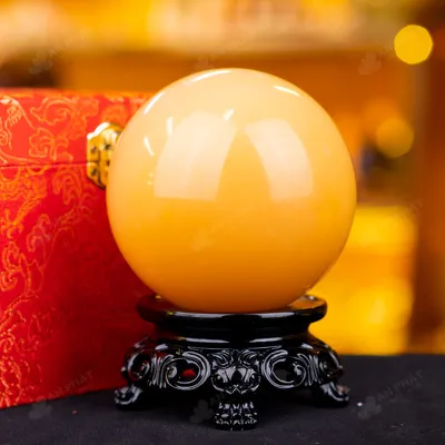 Quả Cầu Đá Phong Thủy Hoàng Long (Onyx) Vàng - 1,41kg - M1836141