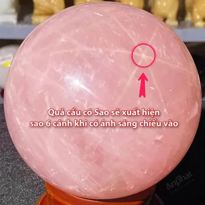 Quả Cầu Thạch Anh Hồng 2A Có Sao – 1,06kg – M0315106