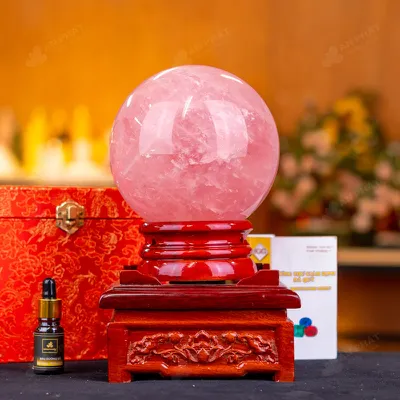 Quả Cầu Phong Thủy Đá Thạch Anh Hồng - 4,05kg - M1479405