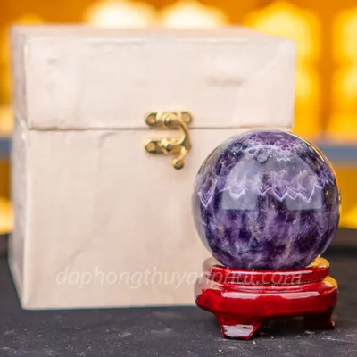 Quả Cầu Phong Thủy Đá Thạch Anh Tím - 0,71kg - 8cm - M25980