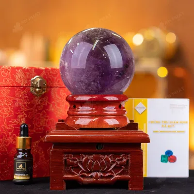 Quả Cầu Đá Thạch Anh Tím - 1,38kg - M0641138