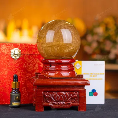 Quả Cầu Phong Thủy Đá Thạch Anh Tóc Vàng VIP - 1,6kg - M686816