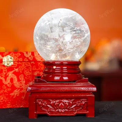 Quả Cầu Phong Thủy Đá Thạch Anh Trắng Trong 5A 3,88kg 011-0895A-3.88