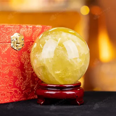 Quả Cầu Phong Thủy Đá Thạch Anh Vàng 1A - 1,2kg - M197712