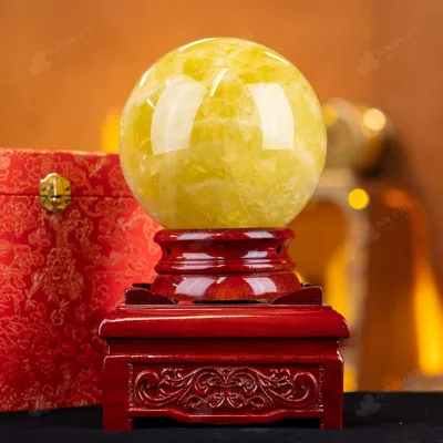 Quả Cầu Phong Thủy Đá Thạch Anh Vàng 1A - 4kg - M19774