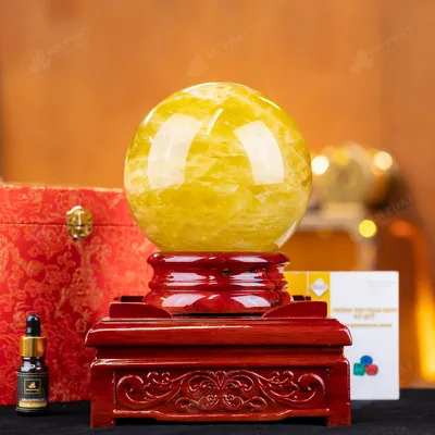 Quả Cầu Phong Thủy Đá Thạch Anh Vàng 2A - 4,84kg - M2606484