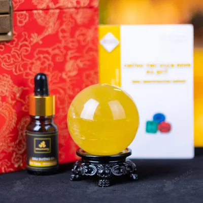 Quả Cầu Phong Thủy Đá Thạch Anh Vàng - 0,23kg - M1453023