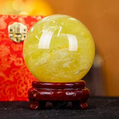 Quả Cầu Phong Thủy Đá Thạch Anh Vàng 1A Có Sao - 1,04kg - M1977104