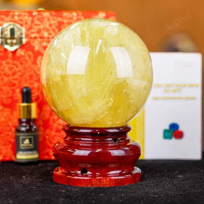 Quả Cầu Phong Thủy Đá Thạch Anh Vàng 1A Có Sao - 1,57kg - M1977157