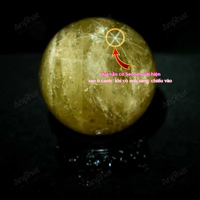 Quả Cầu Phong Thủy Đá Thạch Anh Vàng 1A Có Sao - 1,57kg - M1977157