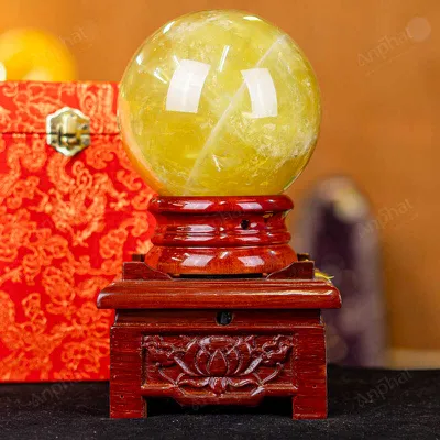 Quả Cầu Phong Thủy Đá Thạch Anh Vàng 1A Có Sao - 2,15kg - M1977215
