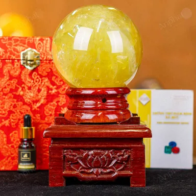 Quả Cầu Phong Thủy Đá Thạch Anh Vàng 1A Có Sao - 2,15kg - M1977215