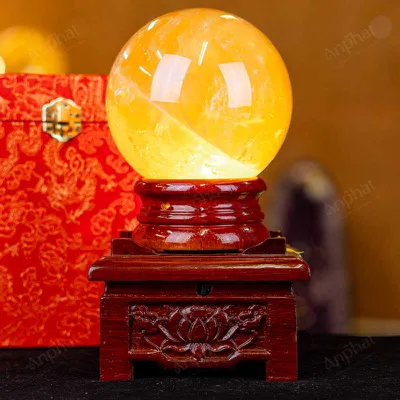 Quả Cầu Phong Thủy Đá Thạch Anh Vàng 1A Có Sao - 2,15kg - M1977215