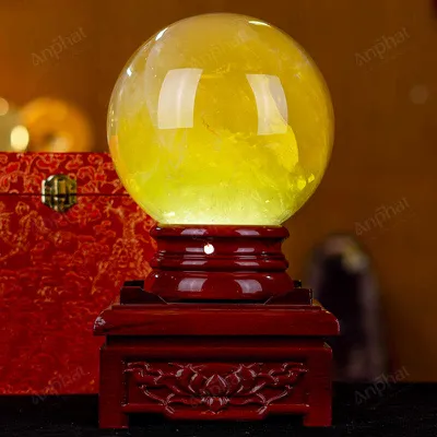 Quả Cầu Phong Thủy Đá Thạch Anh Vàng 1A Có Sao - 5,39kg - M1977539