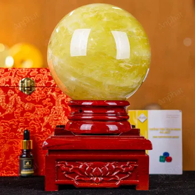 Quả Cầu Phong Thủy Đá Thạch Anh Vàng Có Sao 1A - 5,72kg - M1977572