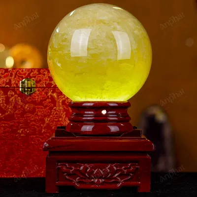 Quả Cầu Phong Thủy Đá Thạch Anh Vàng Có Sao 1A - 5,72kg - M1977572