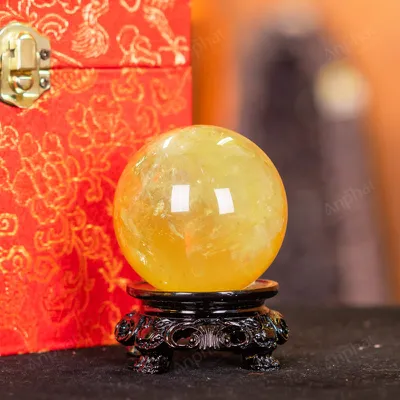 Quả Cầu Phong Thủy Đá Thạch Anh Vàng 2A Có Sao - 0,261kg - M26060261