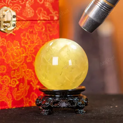 Quả Cầu Phong Thủy Đá Thạch Anh Vàng 2A Có Sao - 0,261kg - M26060261