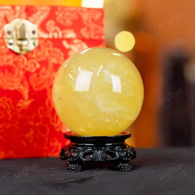 Quả Cầu Phong Thủy Đá Thạch Anh Vàng 2A Có Sao - 0,43kg - M2606043
