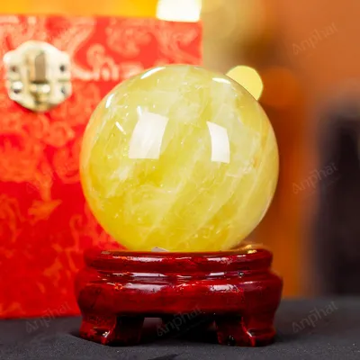 Quả Cầu Phong Thủy Đá Thạch Anh Vàng 2A - 0,55kg - M2606055