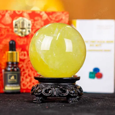 Quả Cầu Phong Thủy Đá Thạch Anh Vàng 2A - 0,561kg - M26060561