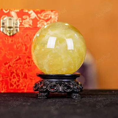 Quả Cầu Phong Thủy Đá Thạch Anh Vàng 2A Có Sao - 0,571kg - M26060571