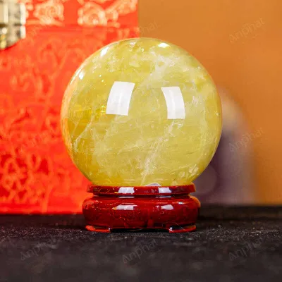 Quả Cầu Phong Thủy Đá Thạch Anh Vàng 2A Có Sao - 0,571kg - M26060571