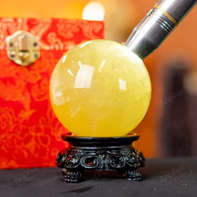 Quả Cầu Phong Thủy Đá Thạch Anh Vàng 2A Có Sao - 0,61kg - M2606061