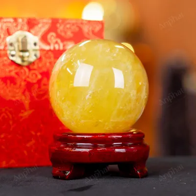 Quả Cầu Phong Thủy Đá Thạch Anh Vàng 2A Có Sao - 0,61kg - M2606061