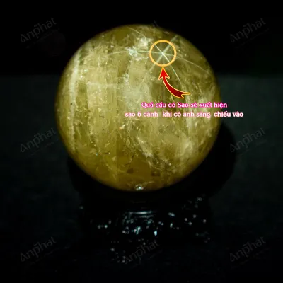 Quả Cầu Phong Thủy Đá Thạch Anh Vàng 2A Có Sao - 0,61kg - M2606061