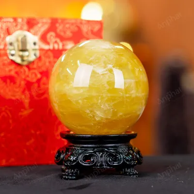 Quả Cầu Phong Thủy Đá Thạch Anh Vàng 2A Có Sao - 0,61kg - M2606061