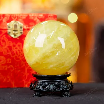 Quả Cầu Phong Thủy Đá Thạch Anh Vàng 2A Có Sao - 0,85kg - M2606085