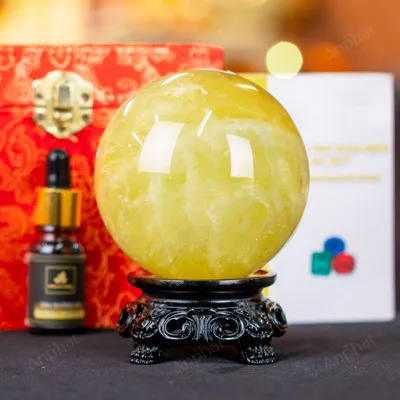 Quả Cầu Phong Thủy Đá Thạch Anh Vàng 2A Có Sao - 0,85kg - M2606085