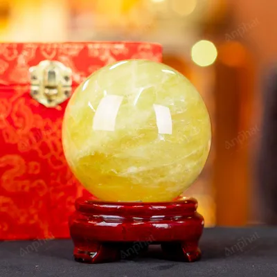 Quả Cầu Phong Thủy Đá Thạch Anh Vàng 2A Có Sao - 0,85kg - M2606085