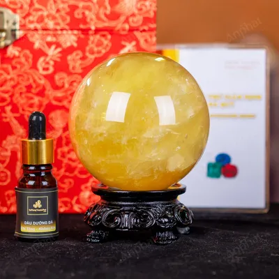 Quả Cầu Phong Thủy Đá Thạch Anh Vàng 2A Có Sao - 0,92kg - M2606092