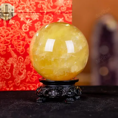 Quả Cầu Phong Thủy Đá Thạch Anh Vàng 2A Có Sao - 0,92kg - M2606092