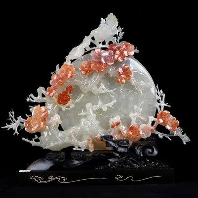 Tác Phẩm Hoa Khai Phú Quý Đá Phong Thủy, Đá Ngọc Onyx (Quà Tặng Phong Thủy VIP) M2420