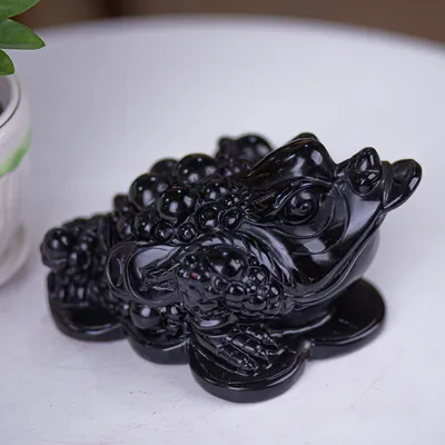 Thiềm Thừ (Cóc 3 Chân - Cóc Ngậm Tiền) Obsidian Đen 2,28kg - M13701