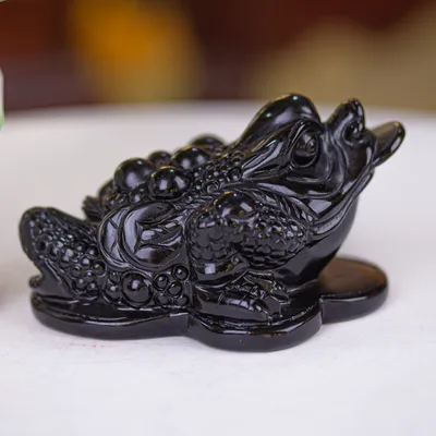 Thiềm Thừ (Cóc 3 Chân - Cóc Ngậm Tiền) Obsidian Đen 1,35kg - M13702