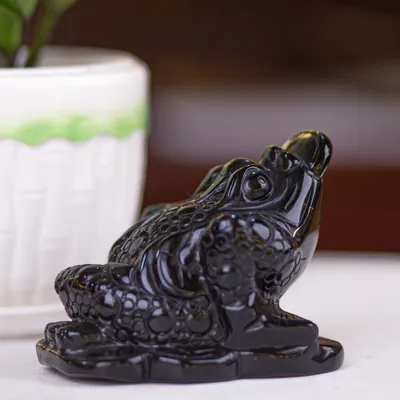 Thiềm Thừ (Cóc 3 Chân - Cóc Ngậm Tiền) Obsidian Đen 0,71kg - M13703