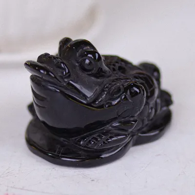 Thiềm Thừ (Cóc 3 Chân - Cóc Ngậm Tiền) Obsidian Đen - 0,31kg - M13705