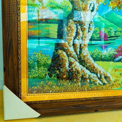 Tranh Đá Phong Thủy | Tranh Đá Quý Cao Cấp | Tranh Đá Quý Phong Cảnh | Tranh Hươu Nai Tài Lộc Chất Liệu Đá Quý Tự Nhiên 100% - Kích Thước: 1m43 x 1m 