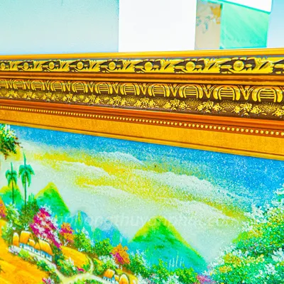 Tranh Đá Phong Thủy | Tranh Đá Quý Cao Cấp | Tranh Đá Quý Phong Cảnh | Tranh Làng Quê Chất Liệu Đá Quý Tự Nhiên 100% - Kích Thước: 1m45 x 1m05 AT017