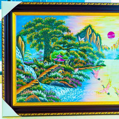 Tranh Đá Phong Thủy | Tranh Đá Quý Cao Cấp | Tranh Đá Quý Phong Cảnh | Tranh Thuận Buồm Chất Liệu Đá Quý Tự Nhiên 100% - Kích Thước: 1m85 x 1m15 AT012