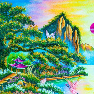 Tranh Đá Phong Thủy | Tranh Đá Quý Cao Cấp | Tranh Đá Quý Phong Cảnh | Tranh Thuận Buồm Chất Liệu Đá Quý Tự Nhiên 100% - Kích Thước: 1m85 x 1m15 AT012
