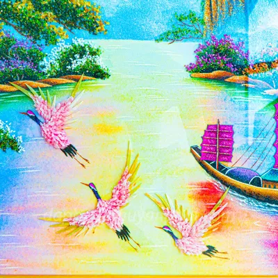Tranh Đá Phong Thủy | Tranh Đá Quý Cao Cấp | Tranh Đá Quý Phong Cảnh | Tranh Thuận Buồm Chất Liệu Đá Quý Tự Nhiên 100% - Kích Thước: 1m85 x 1m15 AT012