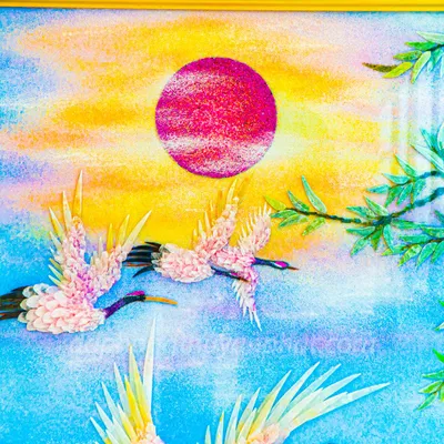 Tranh Đá Phong Thủy | Tranh Đá Quý Cao Cấp | Tranh Đá Quý Phong Cảnh | Tranh Hồng Hạc Chất Liệu Đá Quý Tự Nhiên 100% - Kích Thước: 1m92 x 1m12 AT016