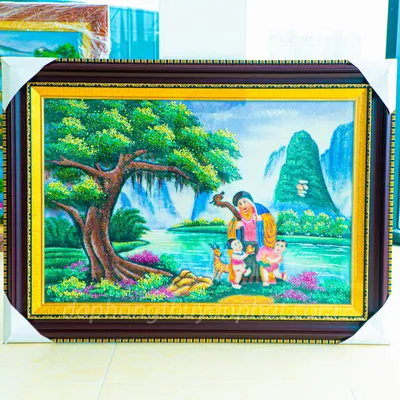Tranh Đá Phong Thủy | Tranh Đá Quý Cao Cấp | Tranh Trường Thọ - Chất Liệu Đá Quý Tự Nhiên 100% - Kích Thước: 1m1 x 0,8m AT000